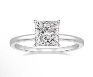 2Ct 925 Sterling Silver Rings Princess Cut Cubic Zirconia CZ Engagement Ring