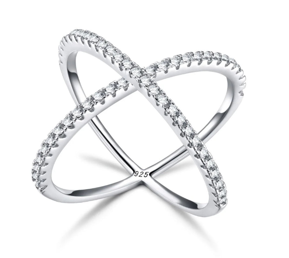 X Shape Cubic Zircon Ring