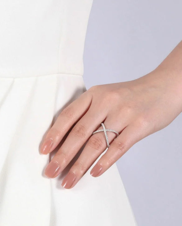 X Shape Cubic Zircon Ring
