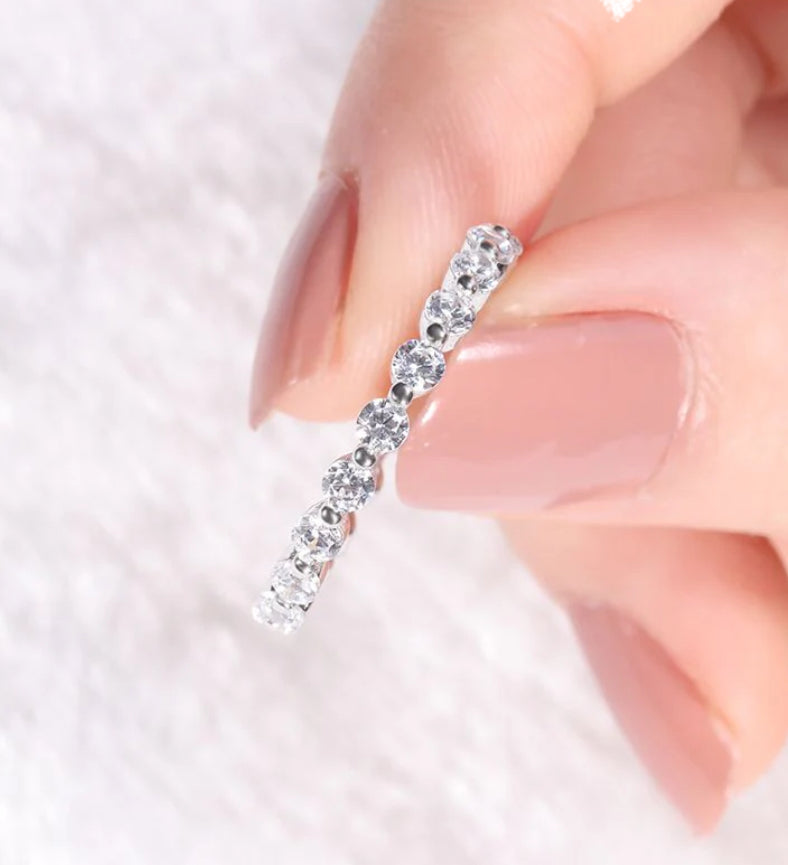 2mm 925 Sterling Silver Cubic Zirconia Eternity Ring
